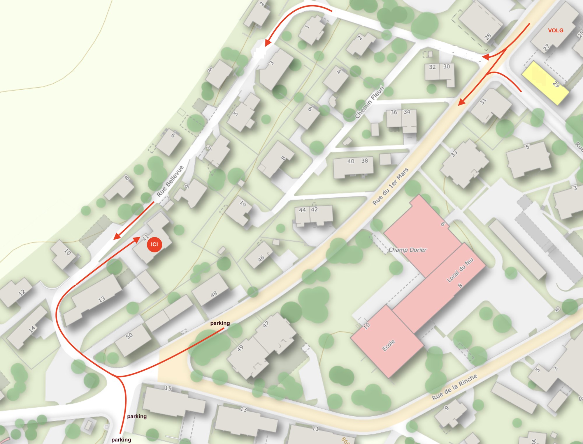 Plan d'acc&egrave;s - Bellevue 11, Les Geneveys-sur-Coffrane